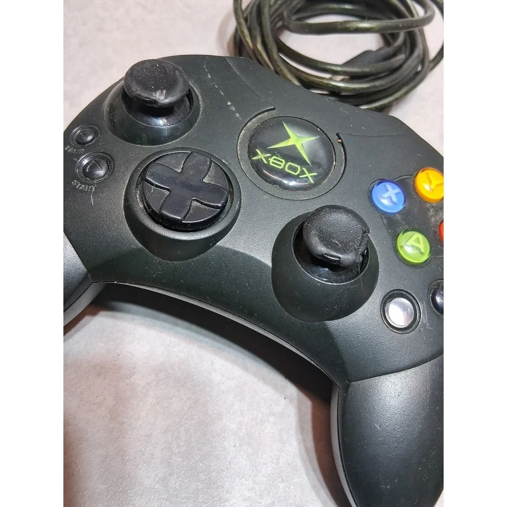3 Microsoft Original Xbox Controller S Type Black - Breakaway Cable X2 Untested